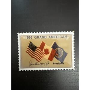 1993 Grand American ATA Trapshooting Lapel Pin Flags Designed Jim Bradford